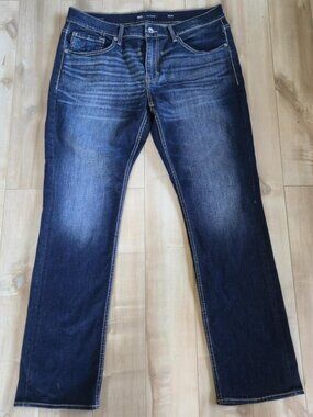 BKE Jake Straight Men’s Jeans 36x32 Dark Wash Medium Wash Fade Stretch Denim